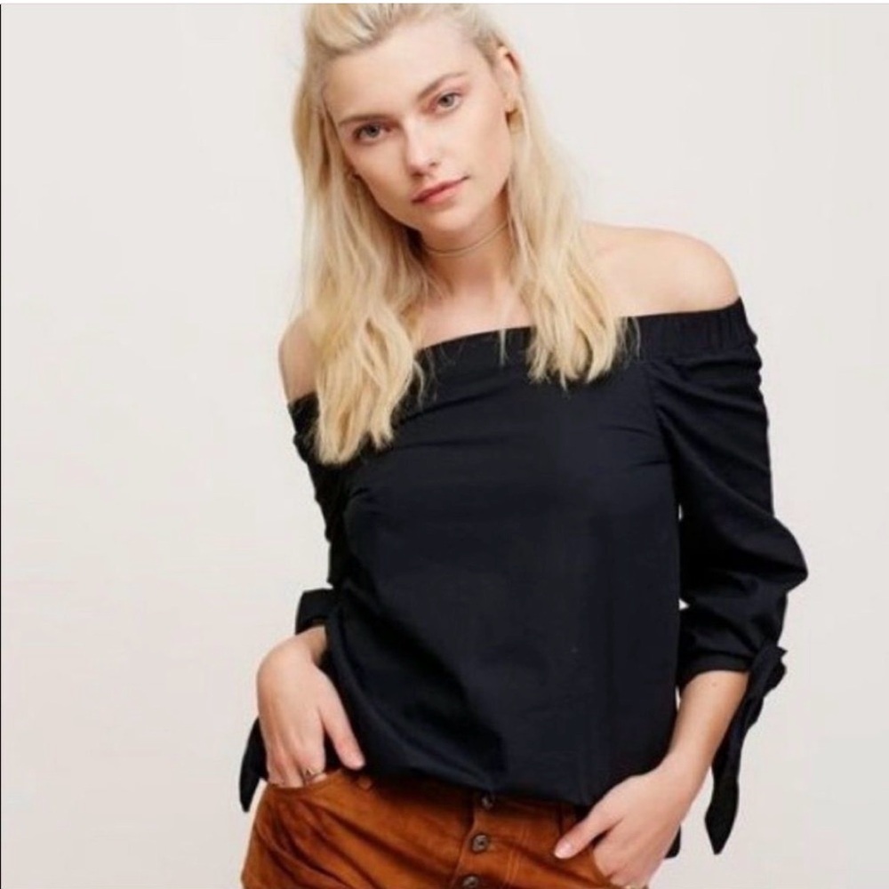 💥SOLD💥FREE PEOPLE Black Show Me Some Shoulder‎ Off The Shoulder Top Blouse